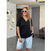 Kadın Kısa Kollu V Yaka Bluz
