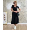 Kadın Kısa Kollu V Yaka Maxi Boy Elbise 124 Cm