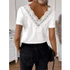 Kadın Kısa Kollu V Yakalı Arkası Dantelli Viskon Bluz