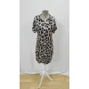 Kadın Kısa Kollu Yakalı Leopar Desenli Süprem Elbise