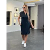Kadın Kısa Kollu Yakalı Viskon Iki Iplik Elbise