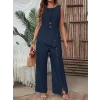 Kadın Kolsuz Düğmeli Asimetrik Detaylı Bürümcük Bluz Ve Pantolon Takım