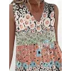 Kadın Kolsuz V Yaka çiçek Desenli Süprem Elbise