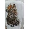 Kadın Leopar Baskılı Taş Işlemeli Jessica Kumaş Gömlek