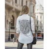 Kadın Leopar Baskılı Taş Işlemeli Jessica Kumaş Gömlek
