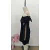 Kadın Madonna Yakalı Kurdela Detaylı Kısa Ithal Krep Elbise