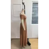 Kadın Omuzlardan Açık Lastikli Uzun Viskon Elbise