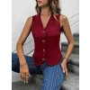 Kadın Sıfır Kollu V Yakalı önden Düğmeli Atlas Yelek