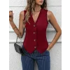Kadın Sıfır Kollu V Yakalı önden Düğmeli Atlas Yelek