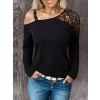 Kadın Tek Omuzu Açık Askılı Dantelli Viskon Bluz