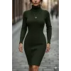Kadın Uzun Kollu Balıkçı Yaka Kısa Triko Elbise
