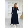 Kadın Uzun Kollu Bisiklet Yaka Size Kadar Yırtmaç Detay Maxi Boy Elbise
