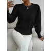 Kadın Uzun Kollu Bisiklet Yaka Triko Bluz