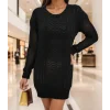 Kadın Uzun Kollu Bisiklet Yaka Triko Elbise (çorapsız)