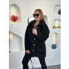 Kadın Uzun Kollu Cep Ve Düğme Detay Wellsof Kumaş Peluş Hırka