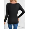 Kadın Uzun Kollu Derin Degaje Yakalı Taşlı Sandy Bluz