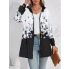 Kadın Uzun Kollu Kapşonlu Fermuarlı çiçek-kelebek Desenli şardonlu Dalgıç Ceket