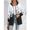 Kadın Uzun Kollu Kapşonlu Fermuarlı çiçek-kelebek Desenli şardonlu Dalgıç Ceket