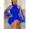 Kadın Uzun Kollu Kollar Tül Puantiye Detay Dalgıç Mini Boy Elbise
