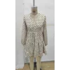 Kadın Uzun Kollu Kruvaze Yaka Desenli Mini Modal Elbise