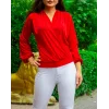 Kadın Uzun Kollu Kruvaze Yaka Sandy Bluz