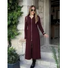 Kadın Uzun Kollu önden Fermuarlı Maxi Viskon Iki Iplik Elbise