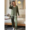 Kadın Uzun Kollu Ribana Detay Viskon Iki Iplik Ikili Takım