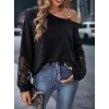 Kadın Uzun Kollu Tek Omuzu Açık Askılı Toka Ve Dantel Detay Viskon Iki Iplik Bluz