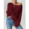 Kadın Uzun Kollu Tek Omuzu Açık Detaylı Triko Bluz