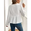 Kadın Uzun Kollu V Dantel Yaka Aerobin Bluz