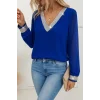 Kadın Uzun Kollu V Pulpayet Yakalı Ithal Krep Bluz