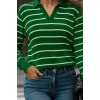 Kadın Uzun Kollu V Yaka çizgili Triko Bluz