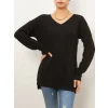 Kadın Uzun Kollu V Yaka Triko Bluz