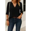 Kadın Uzun Kollu V Yakalı Ithal Krep Bluz