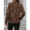 Kadın Uzun Kollu V Yakalı Leopar Desenli Modal Bluz