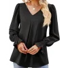 Kadın Uzun Kollu V Yakalı Salaş Ithal Krep Bluz