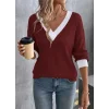 Kadın Uzun Kollu V Yakalı Waffle Bluz