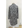 Kadın Uzun Kollu Yakalı önden Düğmeli Leopar Desenli Modal Midi Elbise
