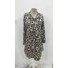 Kadın Uzun Kollu Yakalı önden Düğmeli Leopar Desenli Modal Midi Elbise