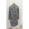 Kadın Uzun Kollu Yakalı önden Düğmeli Leopar Desenli Modal Midi Elbise