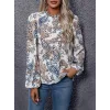 Kadın Uzun Kollu Yarı Balıkçı Yaka Desenli Süprem Bluz