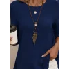 Kadın Uzun Kollu Yuvarlak Yaka Arkadan Düğmeli Waffle Bluz