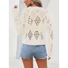 Kadın Uzun Kollu Yuvarlak Yaka Delik Desenli Triko Bluz