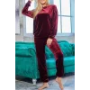 Kadın Uzun Kollu Yuvarlak Yakalı Kadife Bluz Ve Pantolon Takım