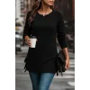 Kadın Uzun Kollu Yuvarlak Yakalı Yanlardan Bağcıklı Triko Bluz