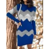 Kadın Uzun Kollu Zigzag Desen Triko Elbise