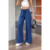 Kadın Yüksek Bel Lastikli Bağcıklı Kot Pantolon
