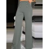 Kadın Yüksek Bel önden Düğmeli Uzun Paçaya Doğru Geniş Ithal Krep Pantolon