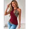 Kadın Yuvarlak Yaka Bir Tarafı Leopar Desenli Viskon Bluz