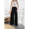 Keten Önü Çapraz Parçali Lasti̇kli̇ Ve Bağcikli Geni̇ş Paça Pantolon
